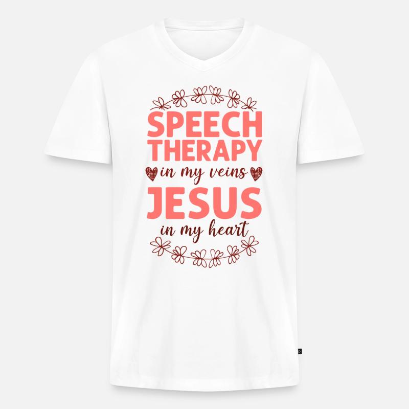 Speech Therapist Therapy Assistant - Männer Premium Bio T-Shirt mit V-Ausschnitt - Weiß