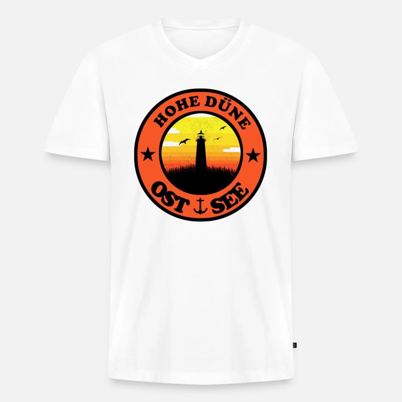 Leuchtturm Ostsee Hohe Düne - Männer Premium Bio T-Shirt mit V-Ausschnitt - Weiß