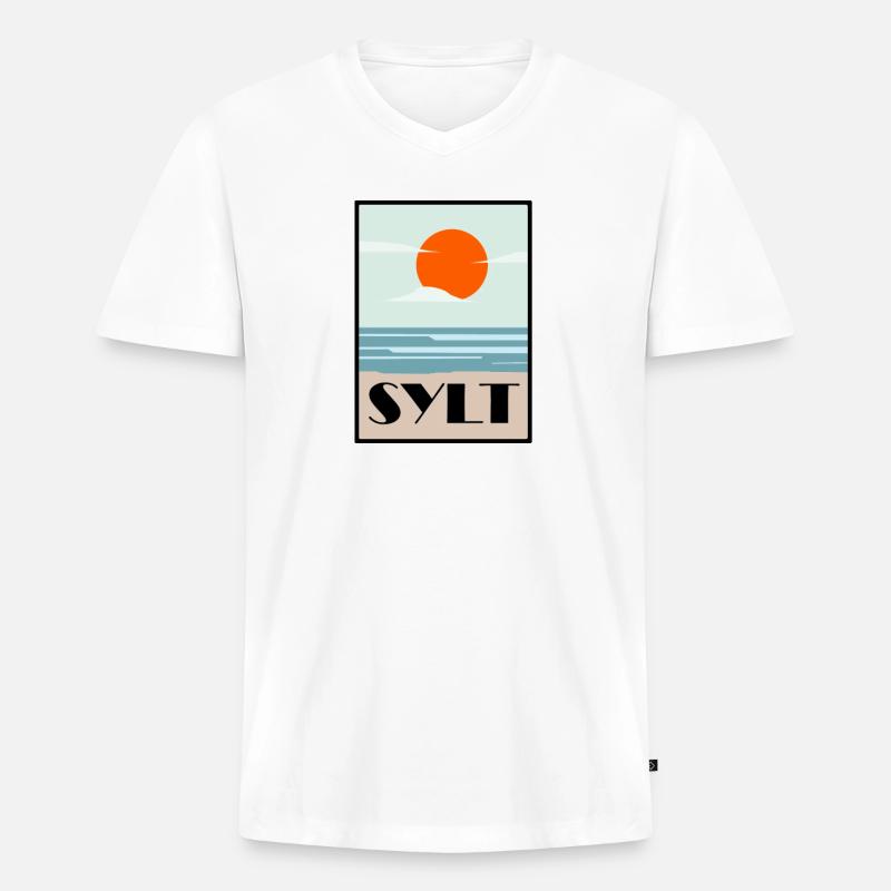 sylt - Männer Premium Bio T-Shirt mit V-Ausschnitt - Weiß