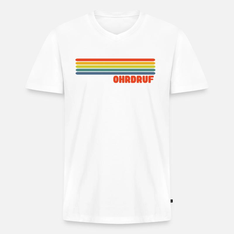 Ohrdruf Regenbogen - Männer Premium Bio T-Shirt mit V-Ausschnitt - Weiß