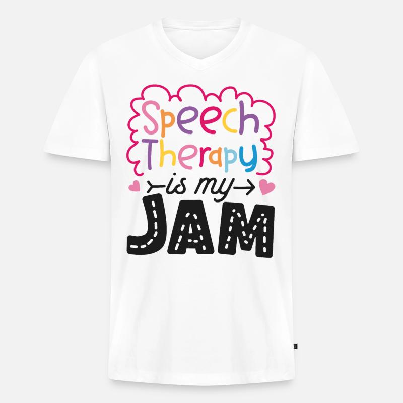 Speech Therapist Therapy Assistant - Männer Premium Bio T-Shirt mit V-Ausschnitt - Weiß