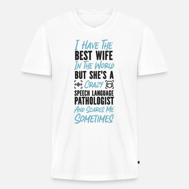 Speech Therapist Therapy Assistant - Männer Premium Bio T-Shirt mit V-Ausschnitt - Weiß