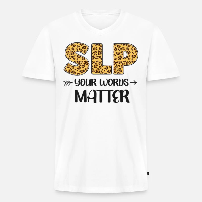 Speech Therapist Therapy Assistant - Männer Premium Bio T-Shirt mit V-Ausschnitt - Weiß