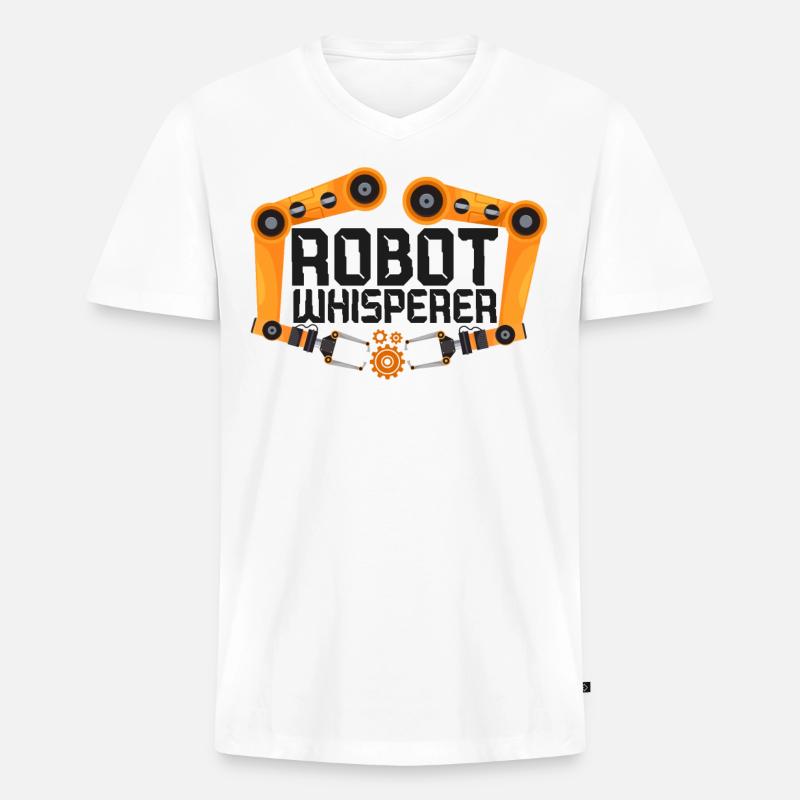 Robot Robotics Engineer Robot - Männer Premium Bio T-Shirt mit V-Ausschnitt - Weiß