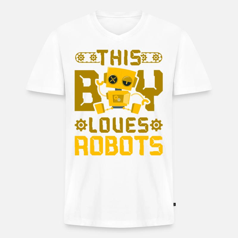 Robot Robotics Engineer Boy This - Männer Premium Bio T-Shirt mit V-Ausschnitt - Weiß