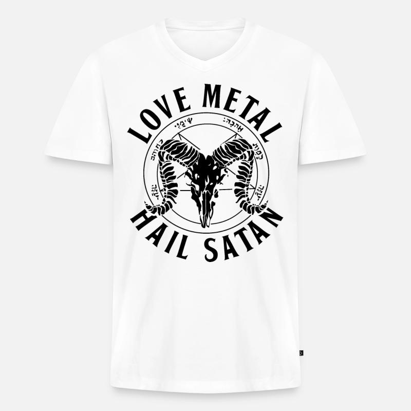 Satanismus - Männer Premium Bio T-Shirt mit V-Ausschnitt - Weiß