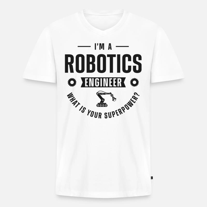 Robot Robotics Engineer I'm A - Männer Premium Bio T-Shirt mit V-Ausschnitt - Weiß