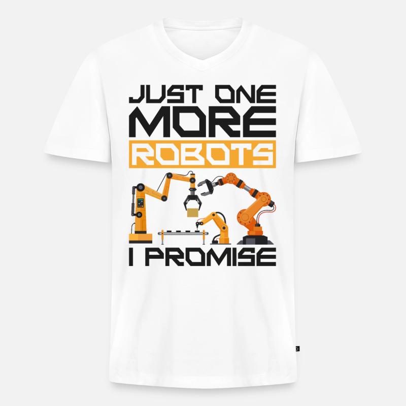 Robot Robotics Engineer Just One - Männer Premium Bio T-Shirt mit V-Ausschnitt - Weiß