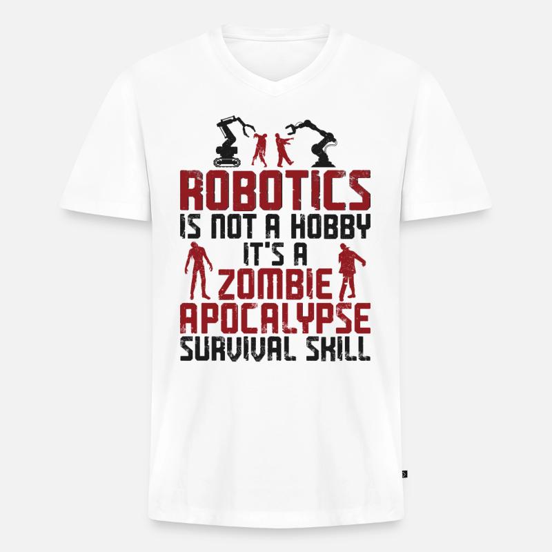 Robot Robotics Engineer Robotics - Männer Premium Bio T-Shirt mit V-Ausschnitt - Weiß