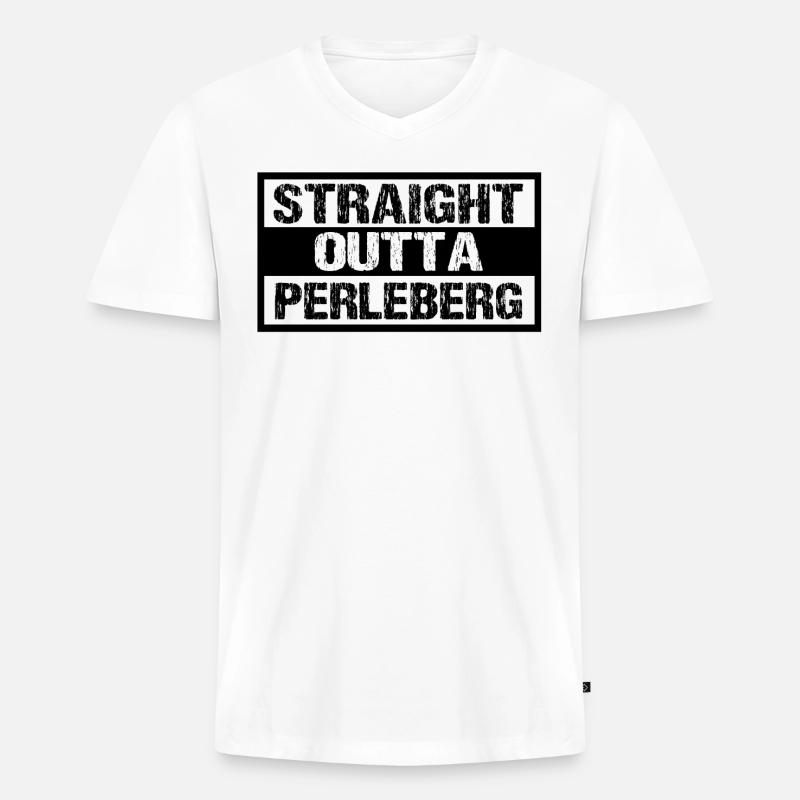 Perleberg - Männer Premium Bio T-Shirt mit V-Ausschnitt - Weiß