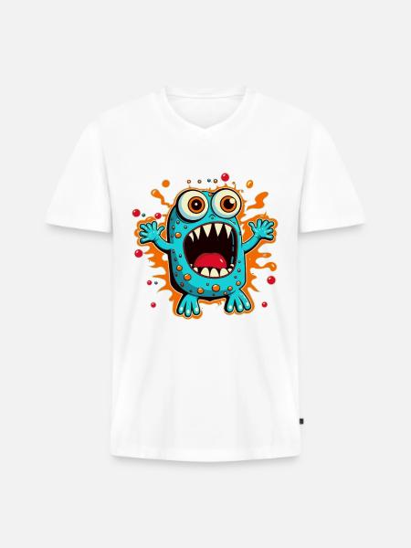 Monster Crash - Cool Blue Monster - Men's Premium Organic T-shirt with V-neck - white