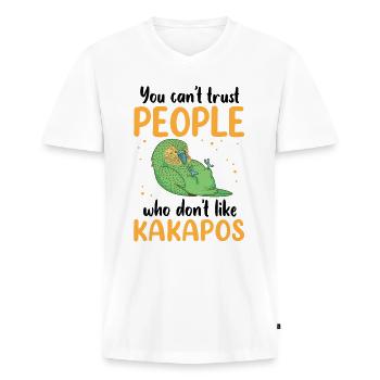 Kakapo nicht trauen flugunfähiger Papagei Kakapo - Männer Premium Bio T-Shirt mit V-Ausschnitt - Weiß - Vorne - Nico (187cm)
