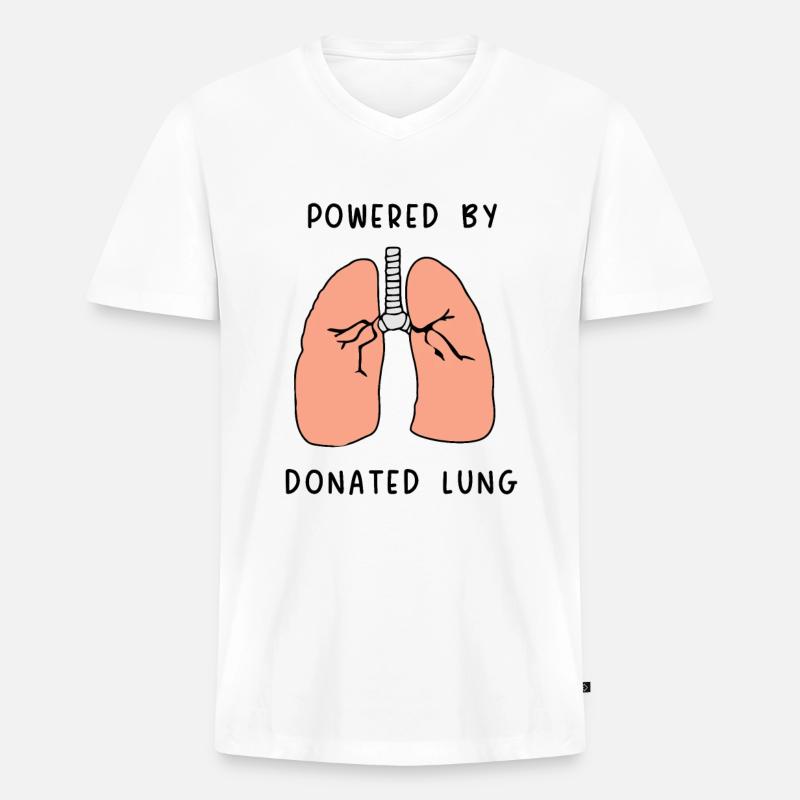 powered by donated Lung - Männer Premium Bio T-Shirt mit V-Ausschnitt - Weiß