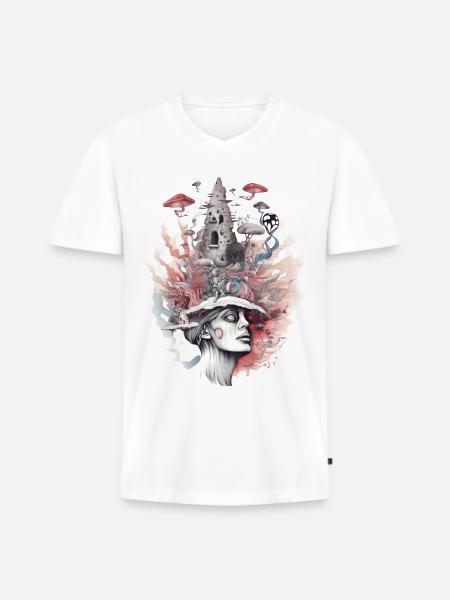 Trippy Schamane - Männer Premium Bio T-Shirt mit V-Ausschnitt - Weiß