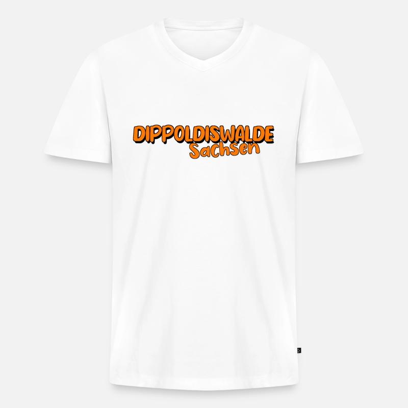 Dippoldiswalde - Männer Premium Bio T-Shirt mit V-Ausschnitt - Weiß