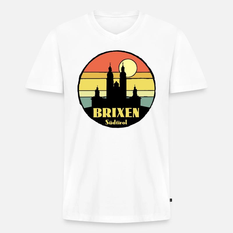 Brixen Südtirol - Männer Premium Bio T-Shirt mit V-Ausschnitt - Weiß