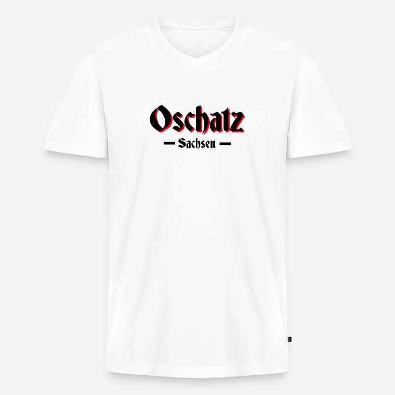 Oschatz - Männer Premium Bio T-Shirt mit V-Ausschnitt - Weiß