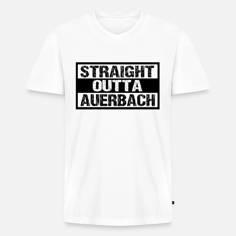 Auerbach - Männer Premium Bio T-Shirt mit V-Ausschnitt - Weiß