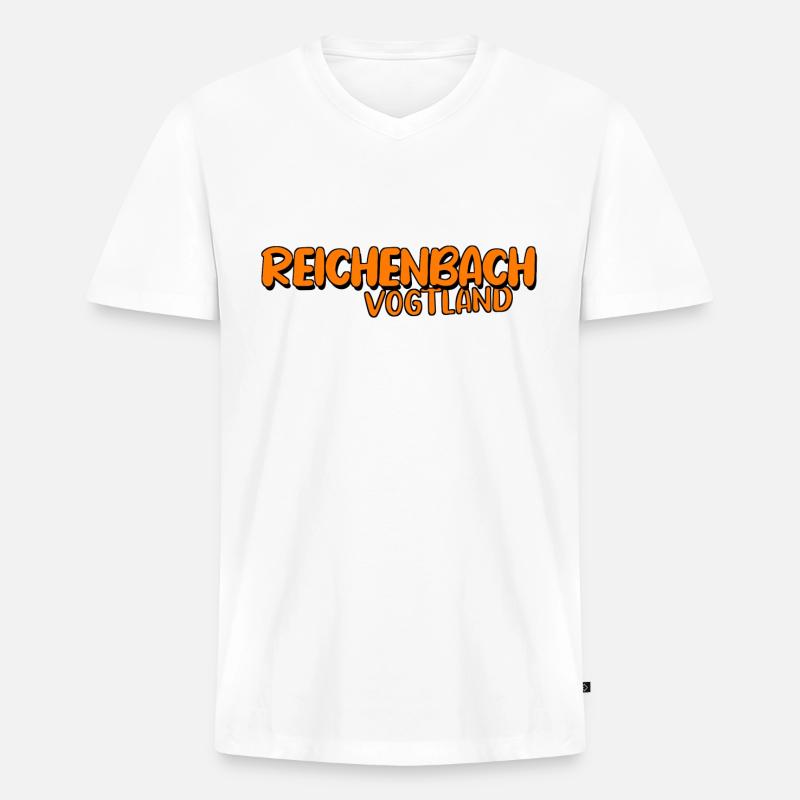 Reichenbach - Männer Premium Bio T-Shirt mit V-Ausschnitt - Weiß