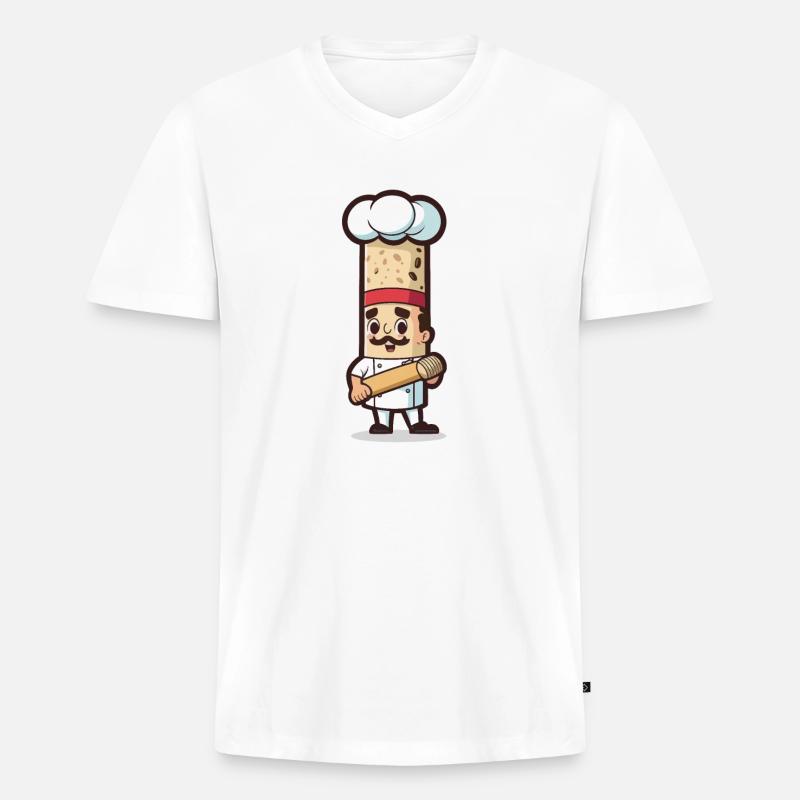 Der Bäcker - Männer Premium Bio T-Shirt mit V-Ausschnitt - Weiß