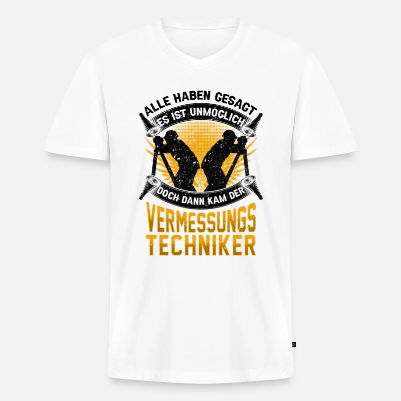 Vermessungstechniker unmöglich Vermesser - Männer Premium Bio T-Shirt mit V-Ausschnitt - Weiß