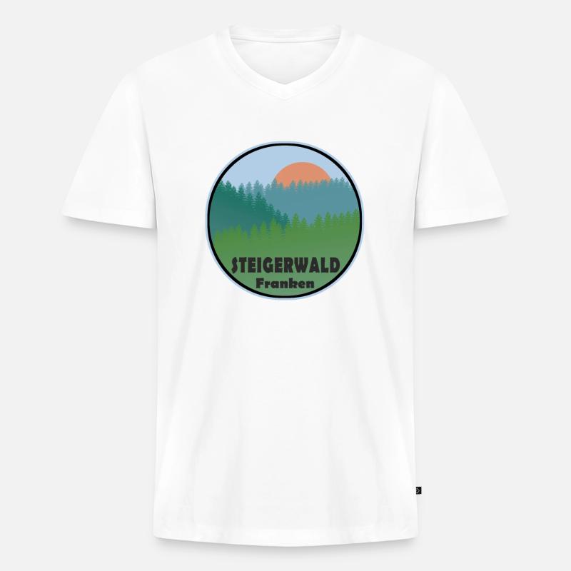 Steigerwald - Männer Premium Bio T-Shirt mit V-Ausschnitt - Weiß