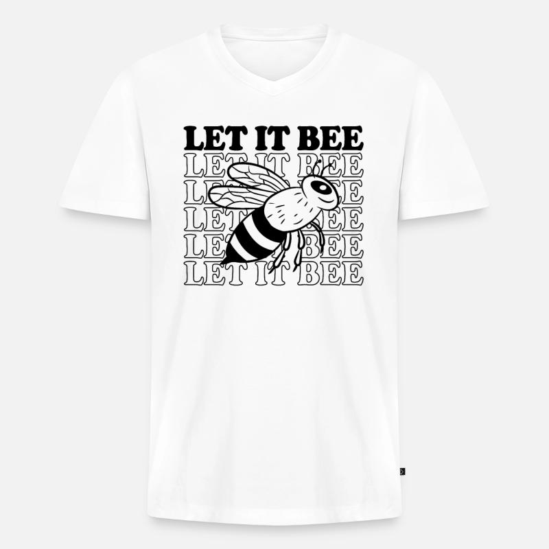 Let it Bee - Männer Premium Bio T-Shirt mit V-Ausschnitt - Weiß