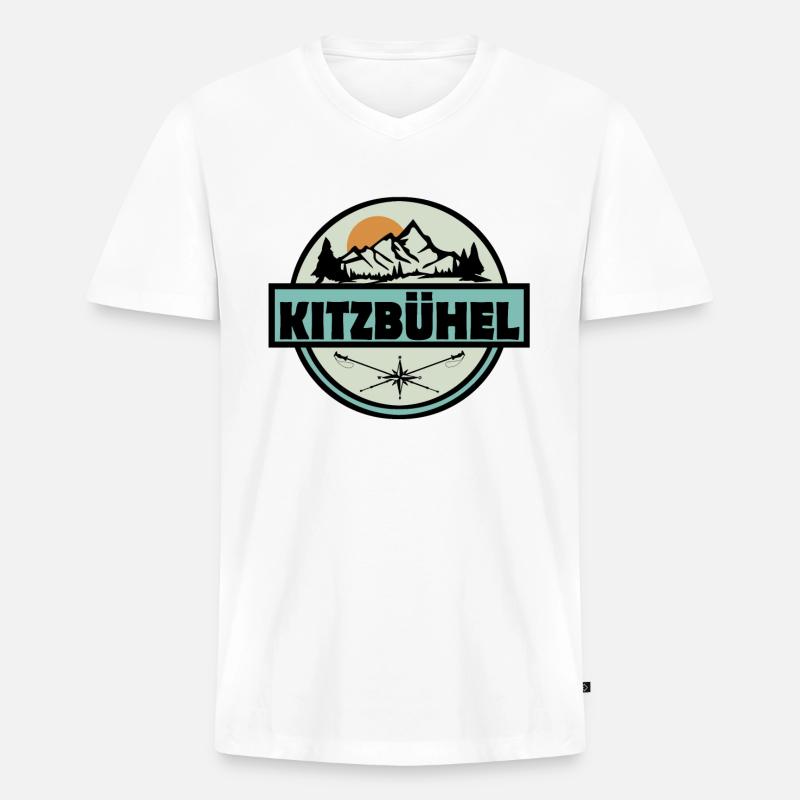 Kitzbühel - Männer Premium Bio T-Shirt mit V-Ausschnitt - Weiß