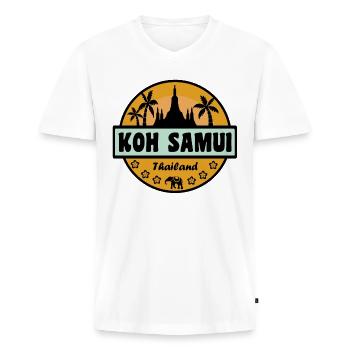 Koh Samui Thailand - Männer Premium Bio T-Shirt mit V-Ausschnitt - Weiß - Vorne - Nico (187cm)