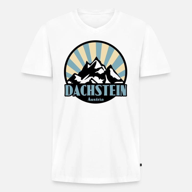 Dachstein - Männer Premium Bio T-Shirt mit V-Ausschnitt - Weiß