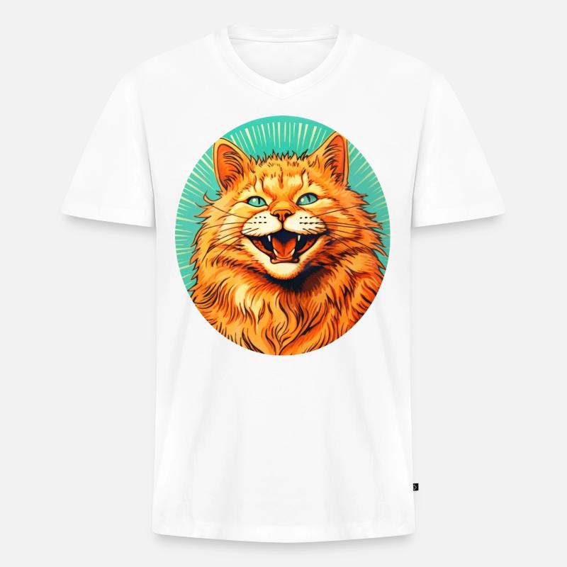 Lustiges Kätzchen #cat - Männer Premium Bio T-Shirt mit V-Ausschnitt - Weiß