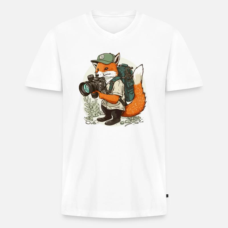 Füchse blitzen - Männer Premium Bio T-Shirt mit V-Ausschnitt - Weiß