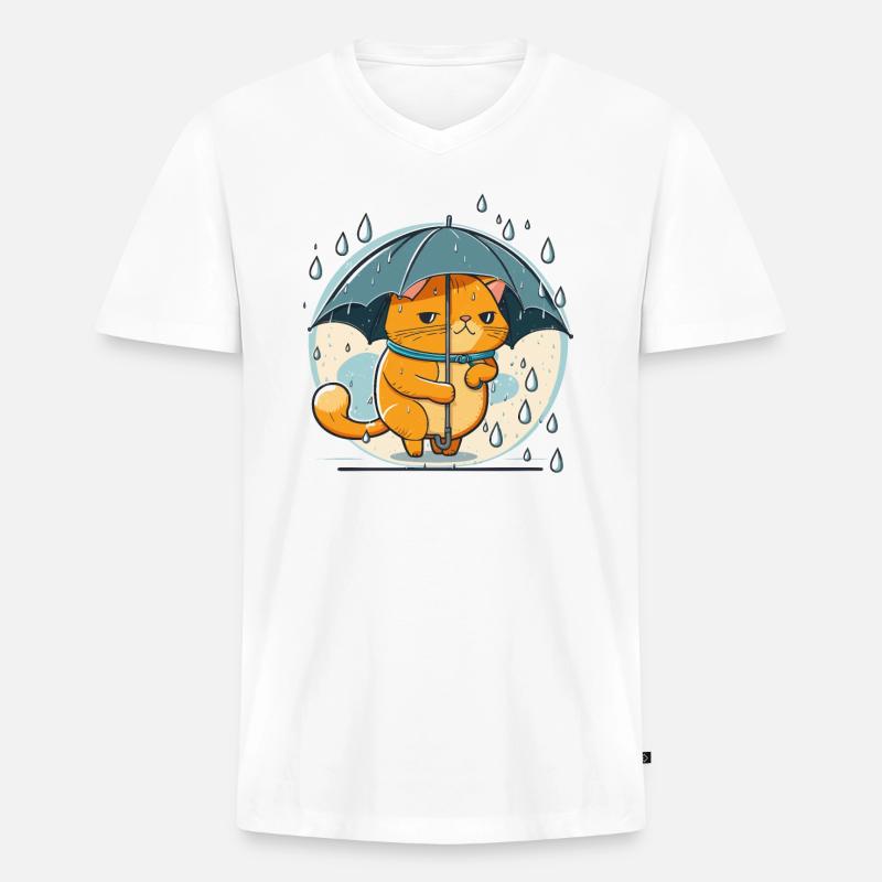 Feline Fein - Männer Premium Bio T-Shirt mit V-Ausschnitt - Weiß