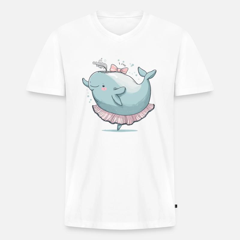 Wal-Walzer - Männer Premium Bio T-Shirt mit V-Ausschnitt - Weiß