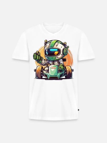 Racebot - T-shirt encolure en V Premium bio Homme - blanc