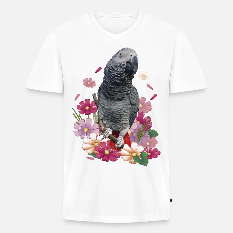 Der graue Papagei - Männer Premium Bio T-Shirt mit V-Ausschnitt - Weiß