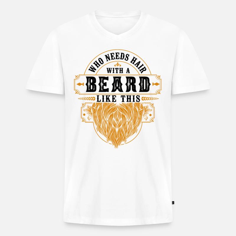 Beard Lover Bearded Man Ginger - Männer Premium Bio T-Shirt mit V-Ausschnitt - Weiß