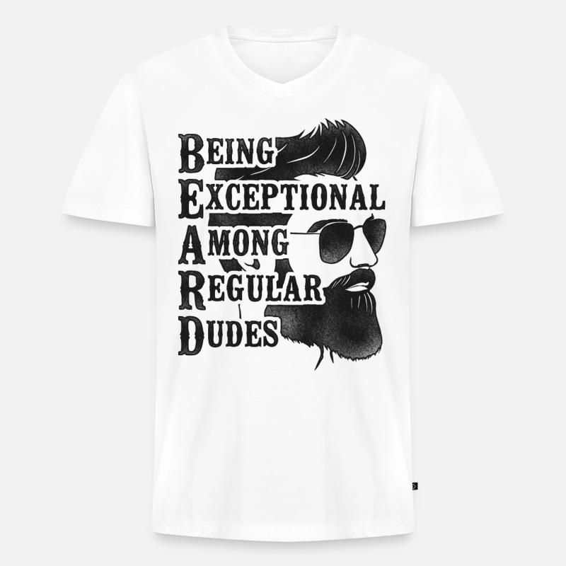 Beard Lover Bearded Man Being - Männer Premium Bio T-Shirt mit V-Ausschnitt - Weiß