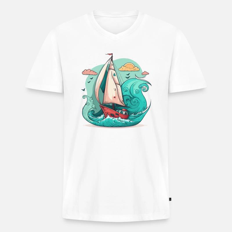 Der Seefahrer - Männer Premium Bio T-Shirt mit V-Ausschnitt - Weiß