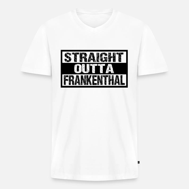 Frankenthal - Männer Premium Bio T-Shirt mit V-Ausschnitt - Weiß