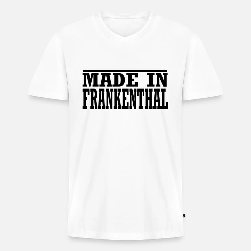 Frankenthal - Männer Premium Bio T-Shirt mit V-Ausschnitt - Weiß