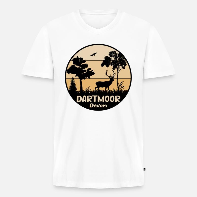 Dartmoor Devon - Männer Premium Bio T-Shirt mit V-Ausschnitt - Weiß