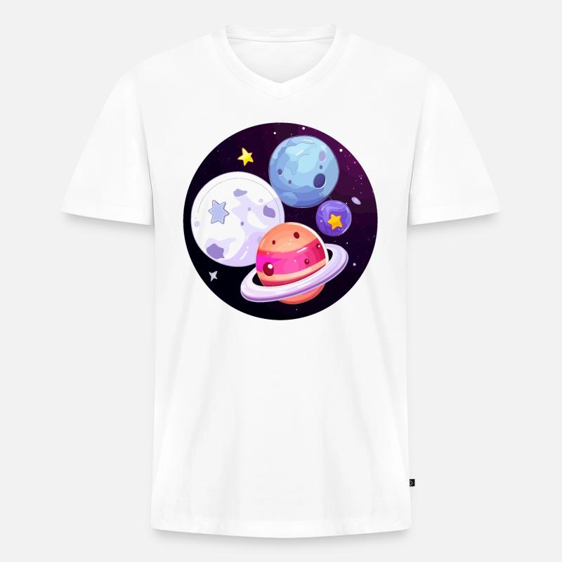 Kosmisches Abenteuer - Männer Premium Bio T-Shirt mit V-Ausschnitt - Weiß