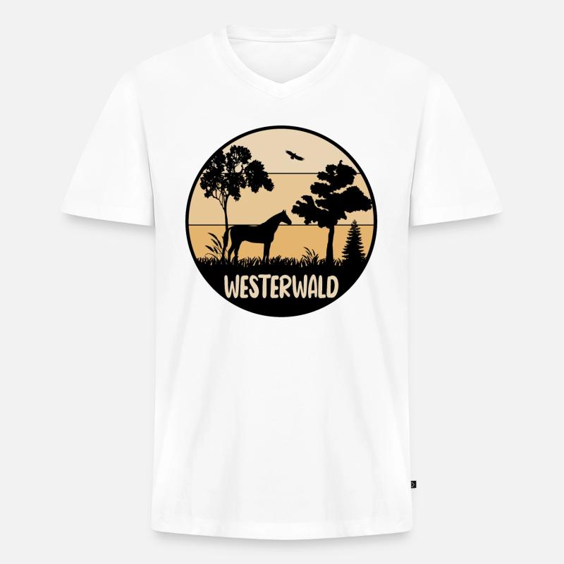 Westerwald - Männer Premium Bio T-Shirt mit V-Ausschnitt - Weiß