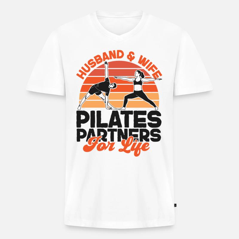 Pilates Instructor Teacher Husband - Männer Premium Bio T-Shirt mit V-Ausschnitt - Weiß