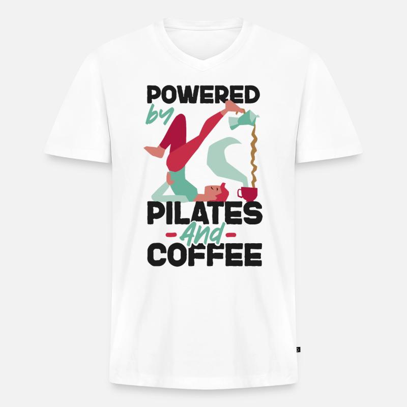 Pilates Instructor Teacher Coffee - Männer Premium Bio T-Shirt mit V-Ausschnitt - Weiß