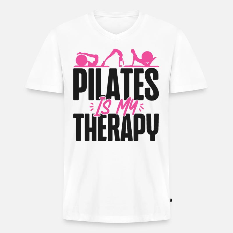 Pilates Instructor Teacher Pilates - Männer Premium Bio T-Shirt mit V-Ausschnitt - Weiß