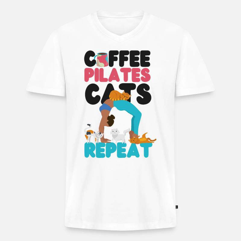 Pilates Instructor Teacher Coffee - Männer Premium Bio T-Shirt mit V-Ausschnitt - Weiß