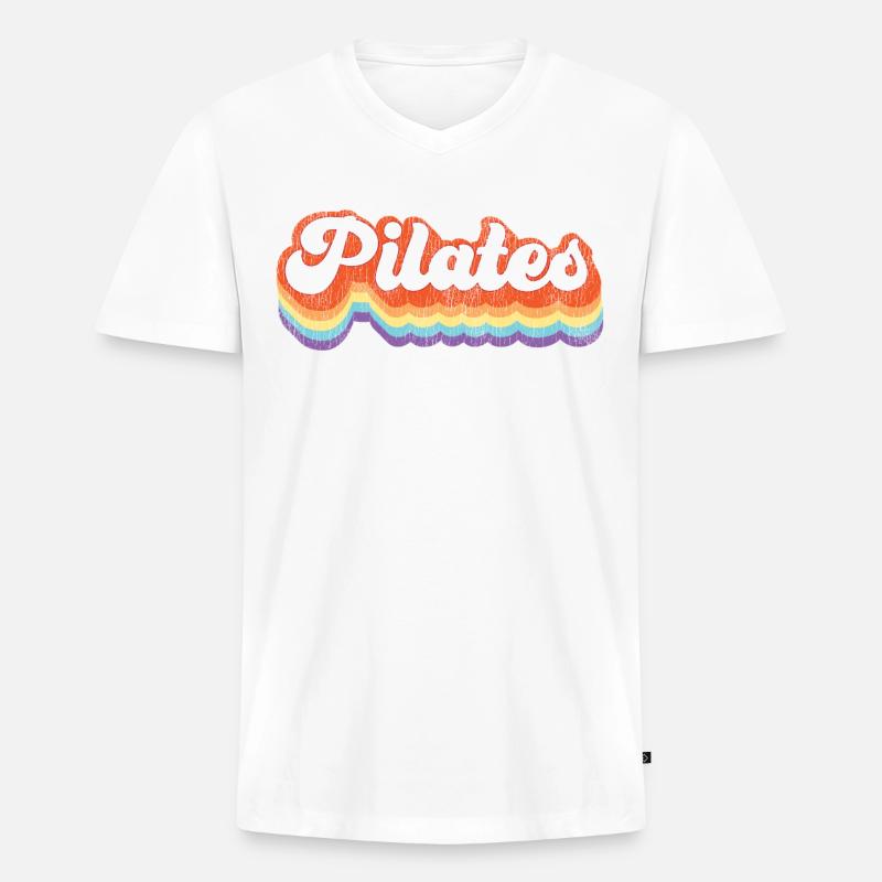 Pilates Instructor Teacher Retro - Männer Premium Bio T-Shirt mit V-Ausschnitt - Weiß