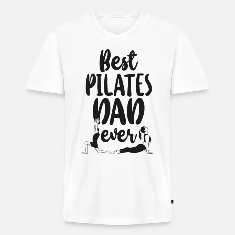 Pilates Instructor Teacher Dad - Männer Premium Bio T-Shirt mit V-Ausschnitt - Weiß